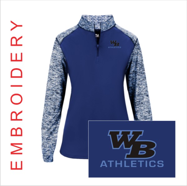 22 Badger 4198 Ladies 1/4 Zip Sport Blend w Left Chest Embroidery