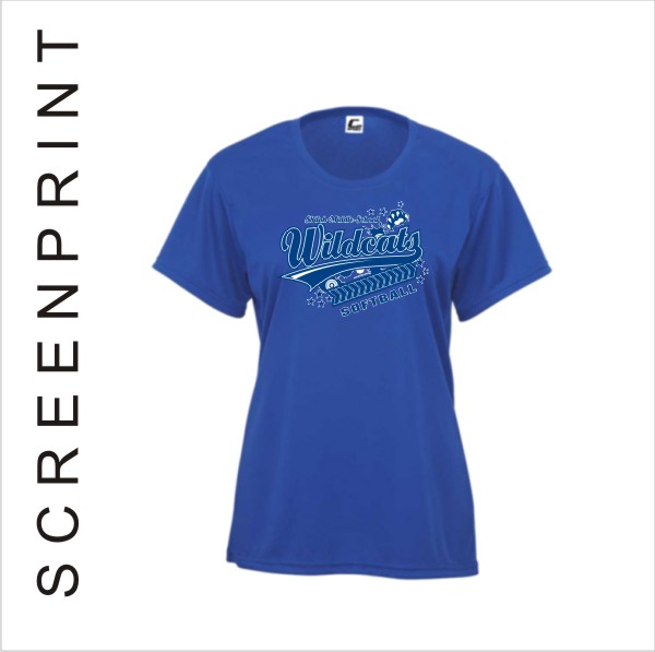 03 Badger C25600 Ladies Short Sleeve Wicking Shirt with Front Print
