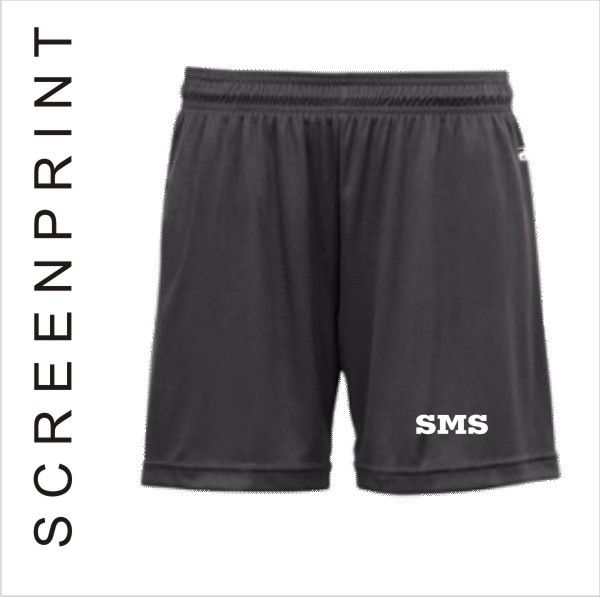 10 Badger BCore 4116 Womens Wicking Shorts w 1 Color Left Leg Print