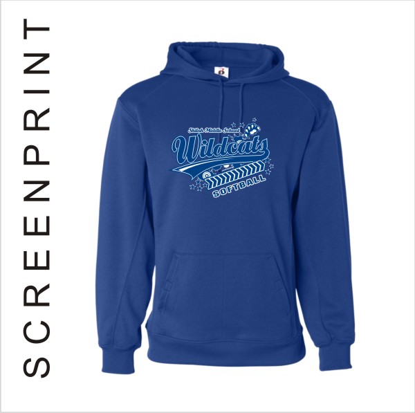 07 Badger 2454 1454 Youth Adult Wicking Hoodie with Front Print