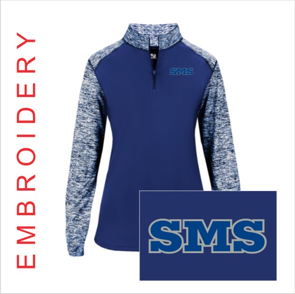 19 Badger 4198 Ladies 1/4 Zip Sport Blend w Left Chest Embroidery