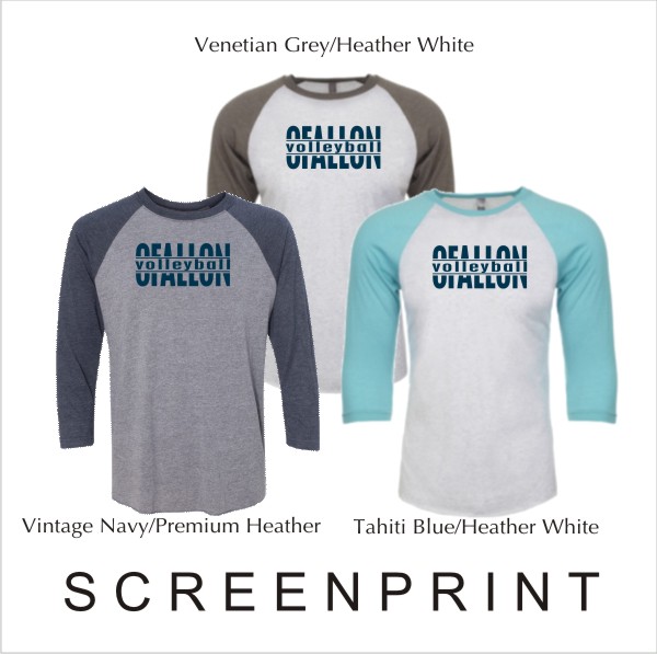 00 Next Level 6051 3/4 Sleeve with 1 Color Front Print