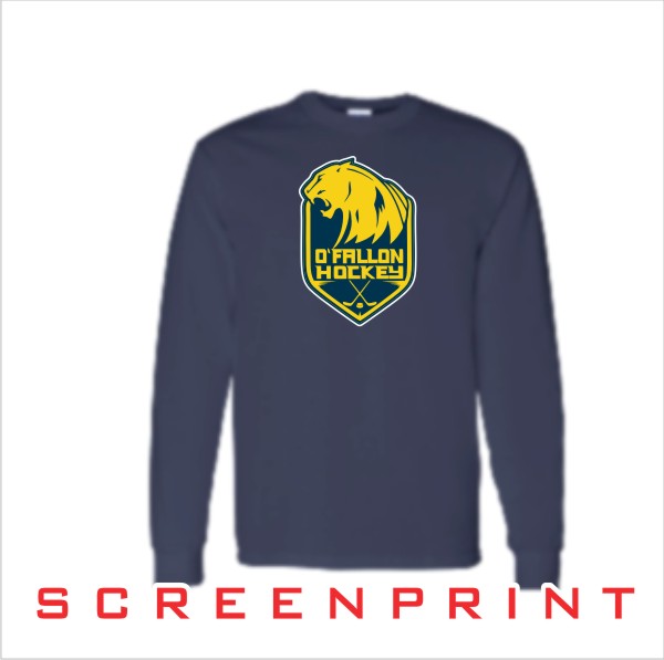 01 Gildan G540 Long Sleeve Shirt w Front Screenprint