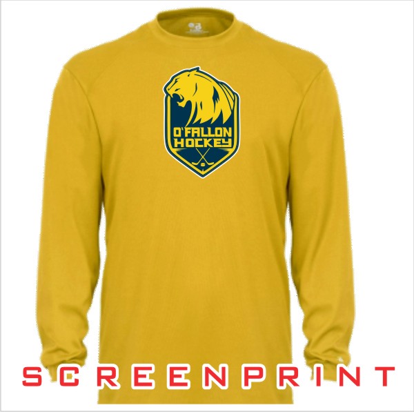 06 Badger 4104 Long Sleeve Wicking Shirt w Front Screenprint