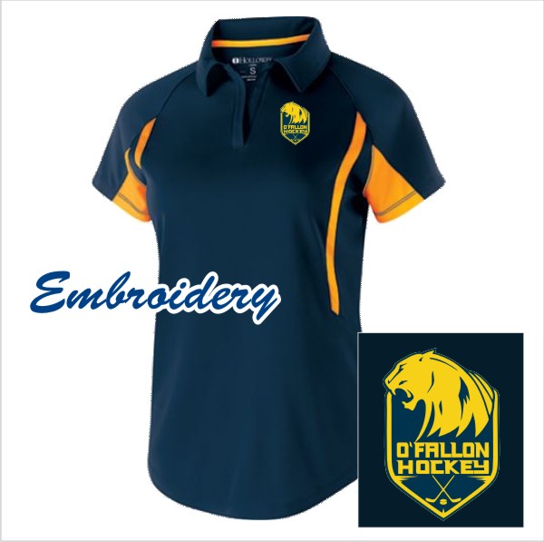 10 Holloway 222730 Ladies Avenger Polo Navy/Gold with Left Chest Embroidery