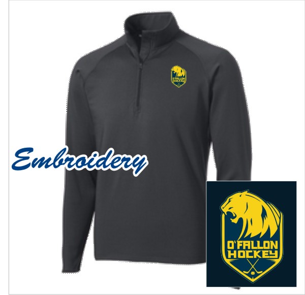 15 Sportek Mens ST850 1/2 Zip Fleece Pullover Charcoal with Left Chest Embroidery