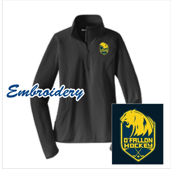 17 Sportek Ladies LST850 1/2 Zip Fleece Pullover Charcoal with Left Chest Embroidery