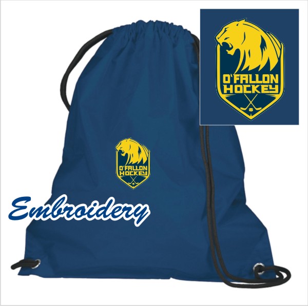 22 Augusta 1905 Navy Cinch Bag with Embroidery