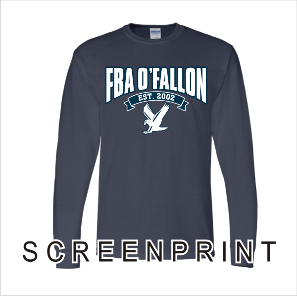 02 Gildan G840 Long Sleeve Shirt Navy with Front Print