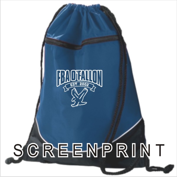 07 Augusta 1920 14 x 18" Drawstring Backpack Navy/Black/White with Screenprint