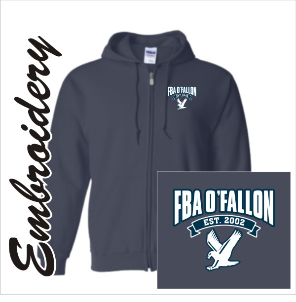 11 Gildan G186 Full Zip Hoody Navy with Left Chest Embroidery