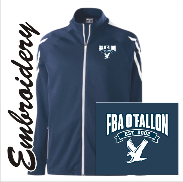 18 Holloway 229568 Adult Flux Jacket Heather Navy/White White with Left Chest Embroidery