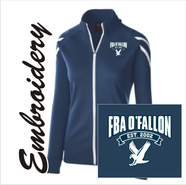 19 Holloway 229768 Ladies Flux Jacket Heather Navy/White White with Left Chest Embroidery