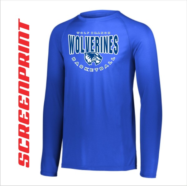 04 Augusta 2795 Attain Long Sleeve Wicking (no cuffs on sleeves) with Front Print