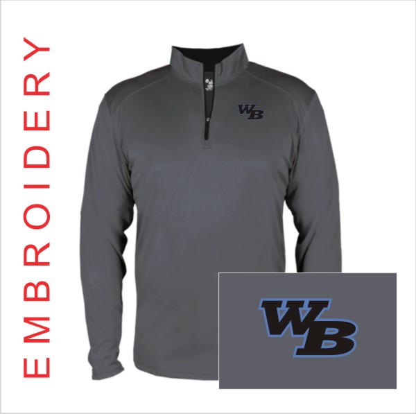 24 Badger 2102 / 4102 Youth/Adult 1/4 Zip Pullover w Left Chest Embroidery