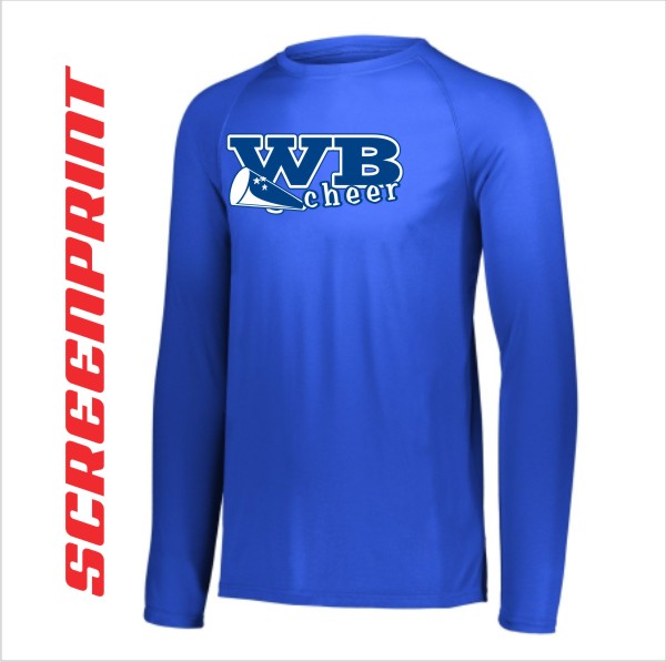 04 Augusta 2795 Attain Long Sleeve Wicking (no cuffs on sleeves) with Front Print