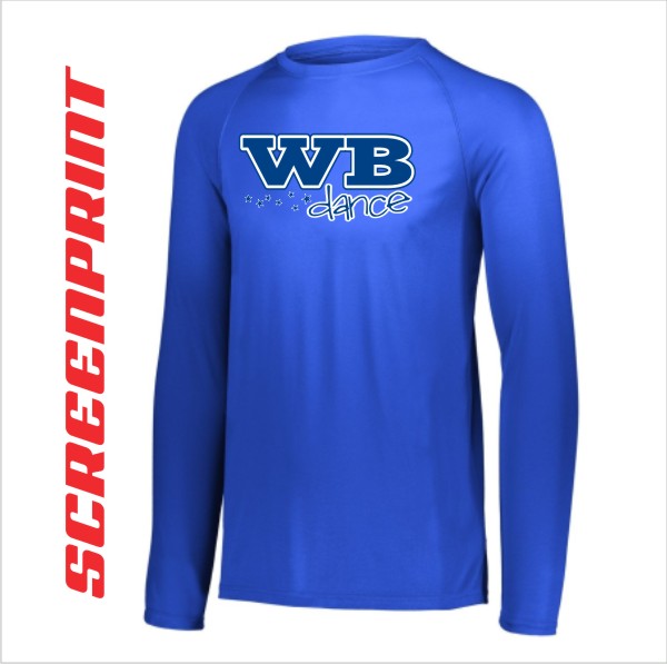 04 Augusta 2795 Attain Long Sleeve Wicking (no cuffs on sleeves) with Front Print