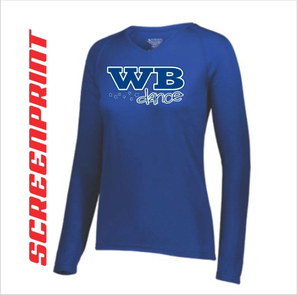 05 Augusta 2797 Womens Attain Long Sleeve Wicking (no cuffs on sleeves) with Front Print