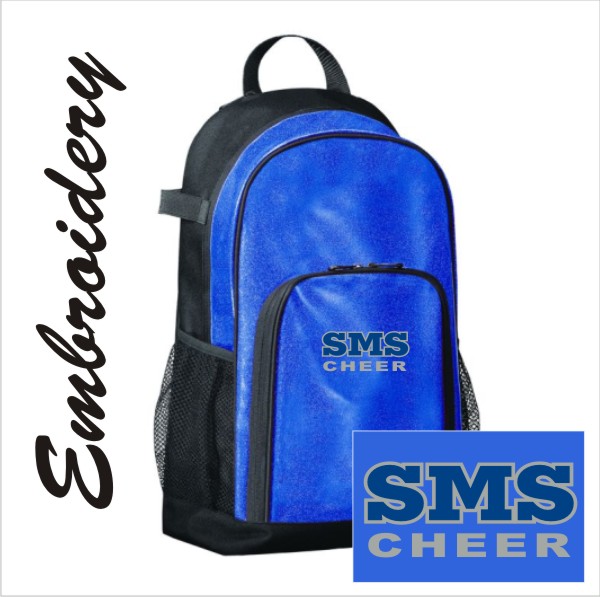 14 Augusta 1106 All Out Glitter Backpack Royal Glitter / Black with Embroidery