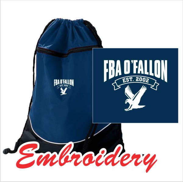 05 Augusta Drawstring Backpack Nasvy/Black/White with Embroidery