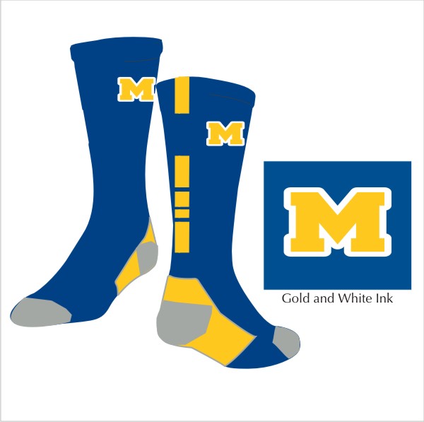 28 ProFeet 238 Shooter Socks 2.0 Royal/Gold with Logo Printed