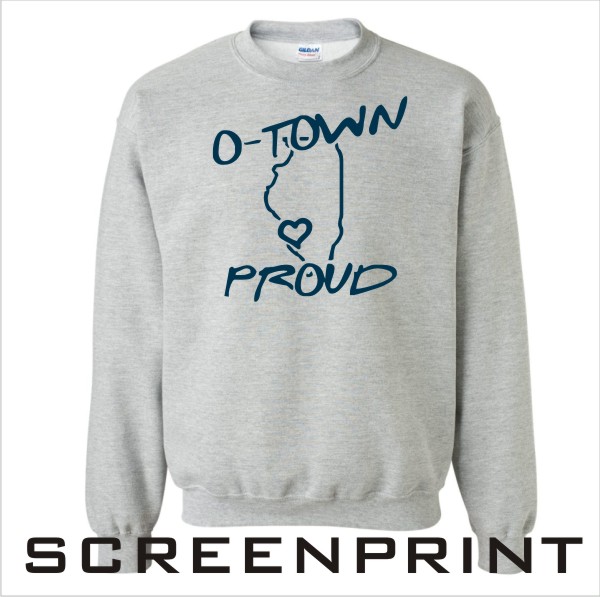 06 Gildan G180B / G180 Sport Crewneck Sweatshirt with Front Print in Navy Ink