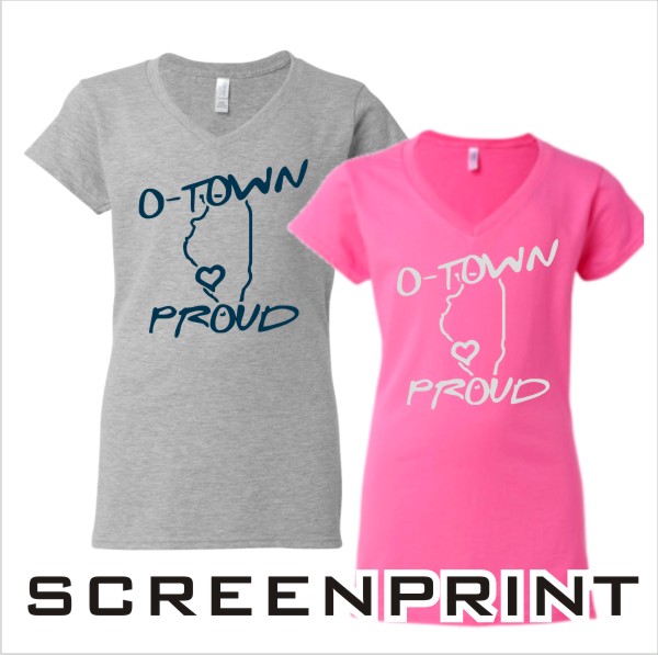 07 Gildan 64V00L Womens V Neck Shirts with Front Print