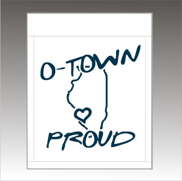 00 O-Town Proud Yard Flags Approx 12 x 16. White Custom Sewn Flags with Navy Ink. Made in O'Fall