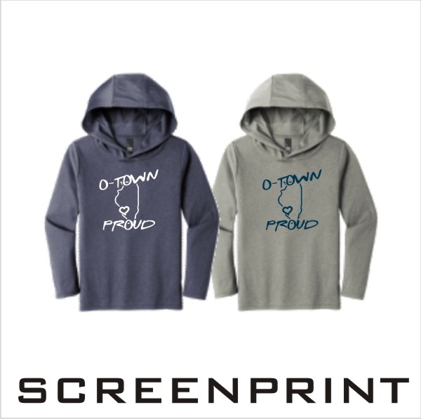 09B DISTRICT DT139Y Youth Perfect Tri Long Sleeve Hoodie with Front Print