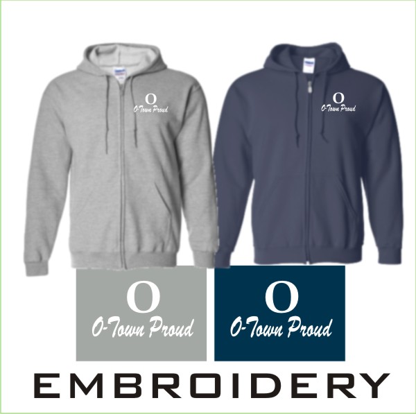 002Y Gildan G186B Youth Full Zip Hooded Sweatshirt w Left Chest Embroidery