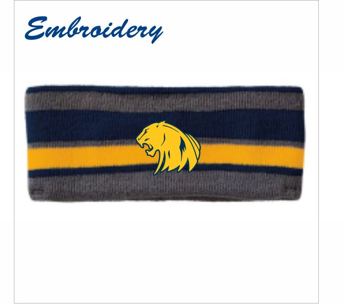 27 Holloway 223837 Comeback Headband Navy / Lt Gold / Graphite w Embroidery