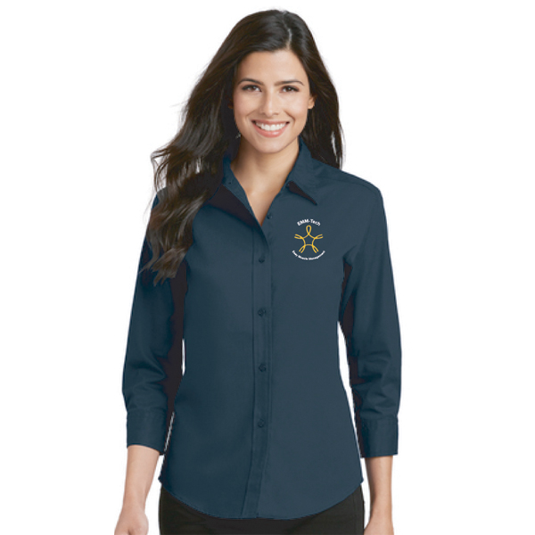 Ladies 3/4 Sleeve Button Down Dress Shirt