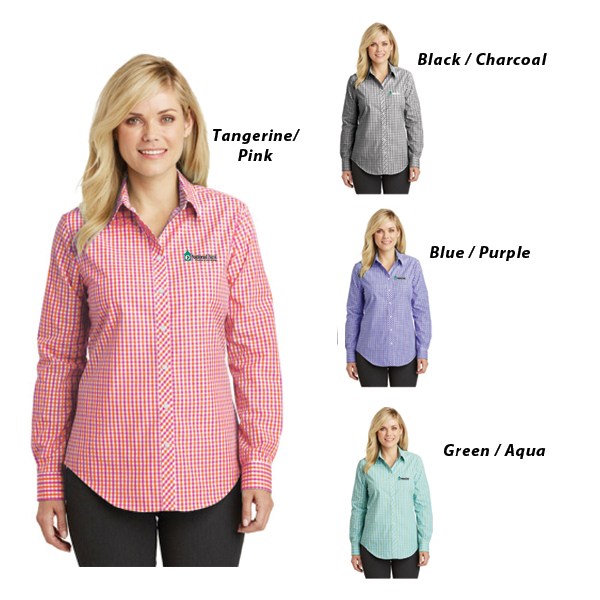 Port Authority Ladies Long Sleeve Gingham Easy Care Shirt