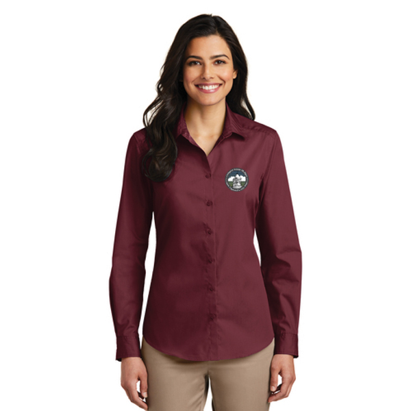 Ladies Port Authority Carefree Long Sleeve Poplin Shirt - Embroidered logo
