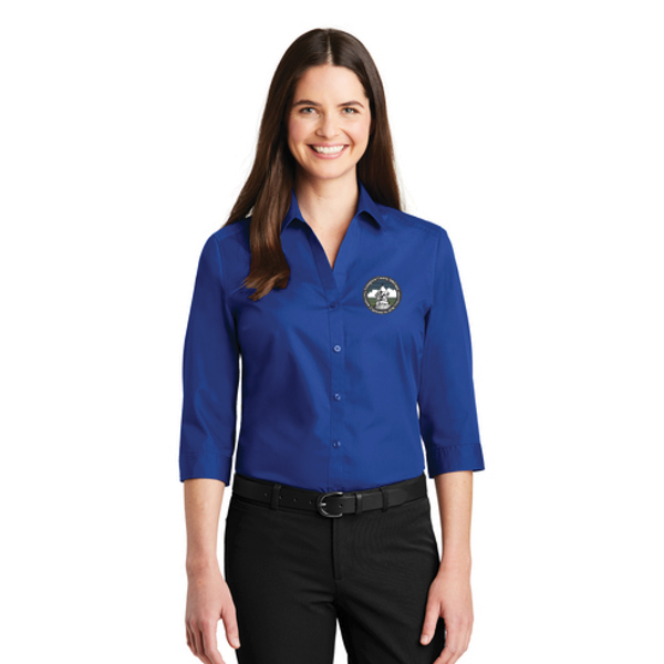 Ladies Port Authority 3/4 Sleeve Carefree Poplin Shirt - Embroidered logo