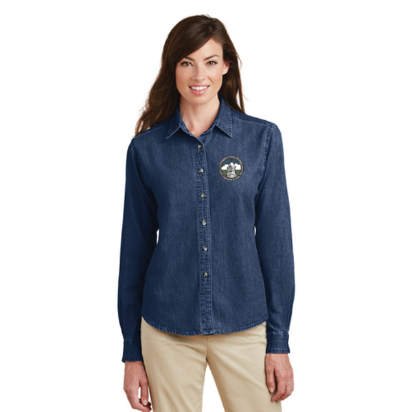 Ladies Port & Company Long Sleeve Value Denim Shirt - Embroidered logo