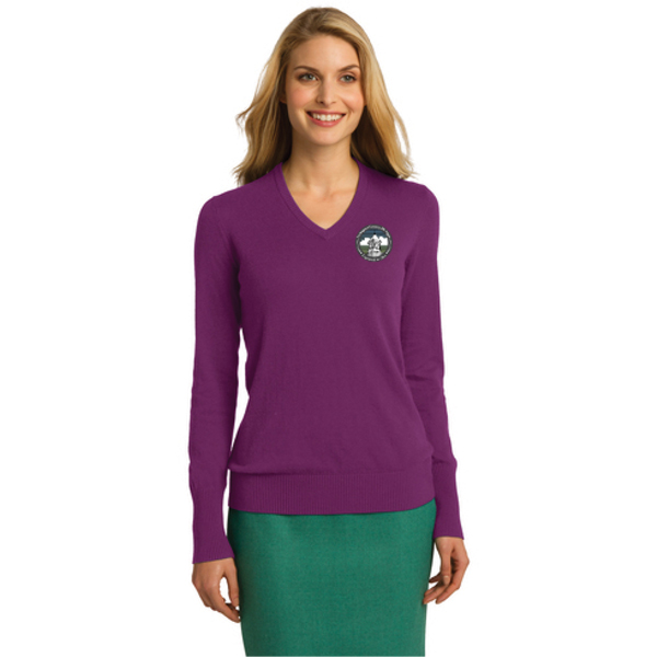 Ladies Port Authority V-Neck Sweater - Embroidered logo