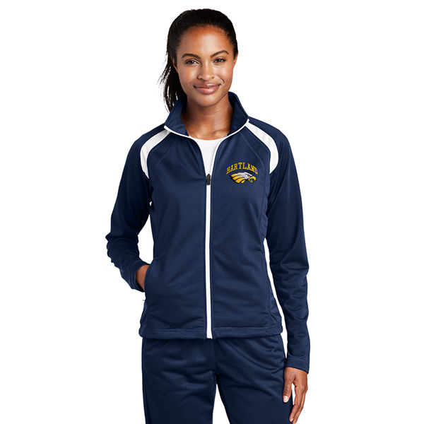 Ladies Track Jacket - Navy - Embroidered Logo