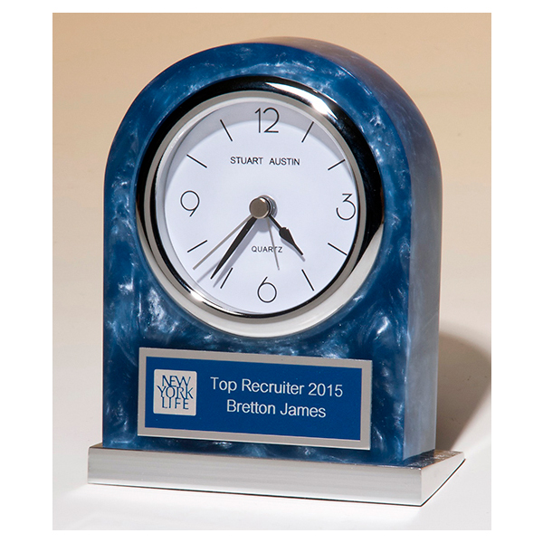 Retirement - Blue Marbelized Acrylic Clock