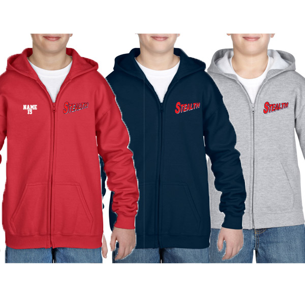 Youth Zip Hoodie - Embroidered logo