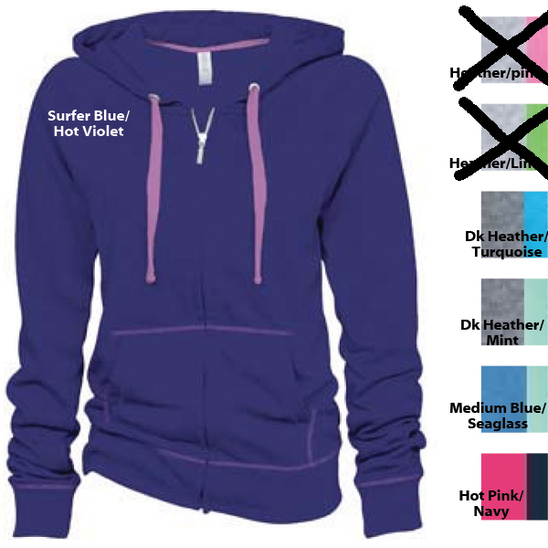 EZ090 Contrast Stitch Zip Hoodie