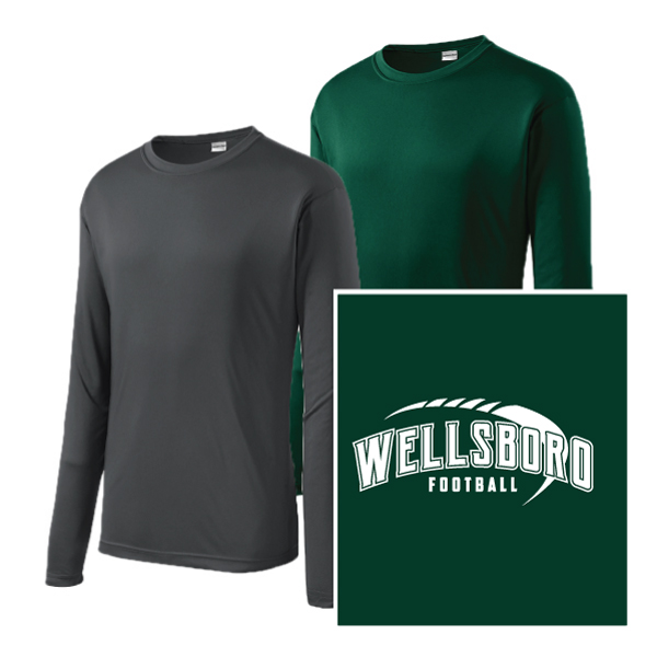 E4) 100% Polyester Moisture Management Long Sleeve T-Shirt