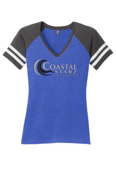 Ladies V-Neck Baseball Style Tee