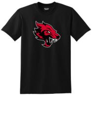 Gildan Adult Wolf Head Black Short Sleeve Black T-Shirt