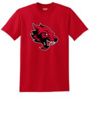 Gildan Adult Wolf Head Red Short Sleeve T-Shirt