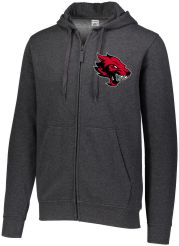 Augusta Carbon Heather Full Zip Hooded Sweatshirt with Embroidered Logo