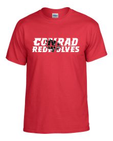 Gildan Adult Red Conrad Redwolves Text Logo DryBlend Short Sleeve <BR> T-Shirt
