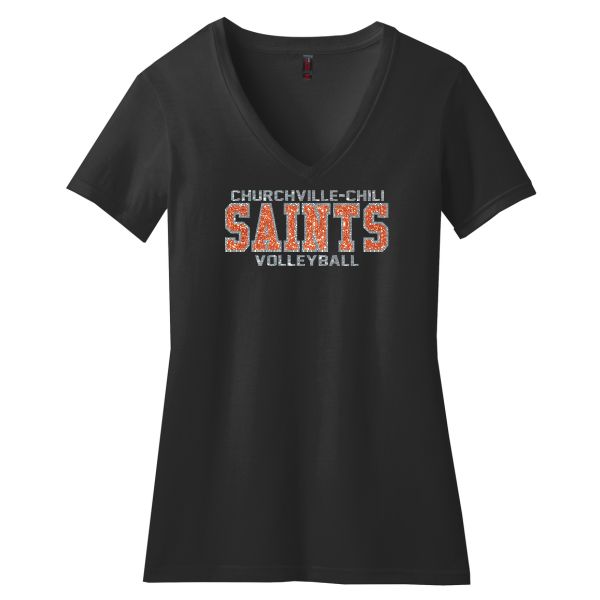 F- V-Neck Glitter T-Shirt