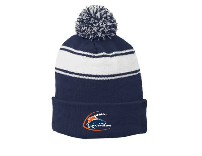 STC28 -Stripe Pom Pom Beanie