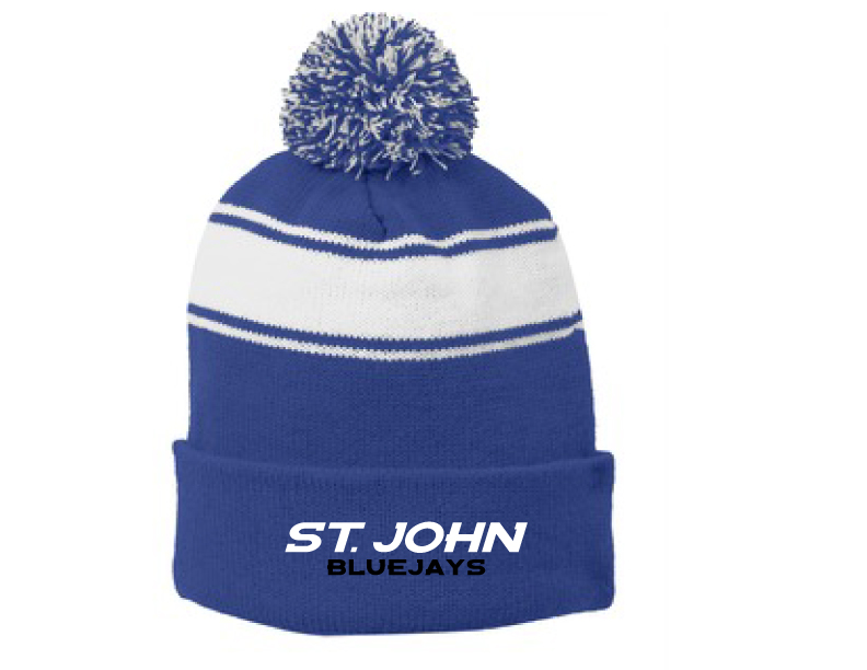 STC28 -Stripe Pom Pom Beanie